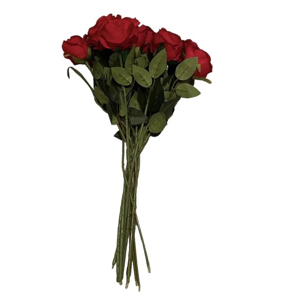 Dozen Red Artificial Faux Roses- 12 Roses - Picture 2 of 6